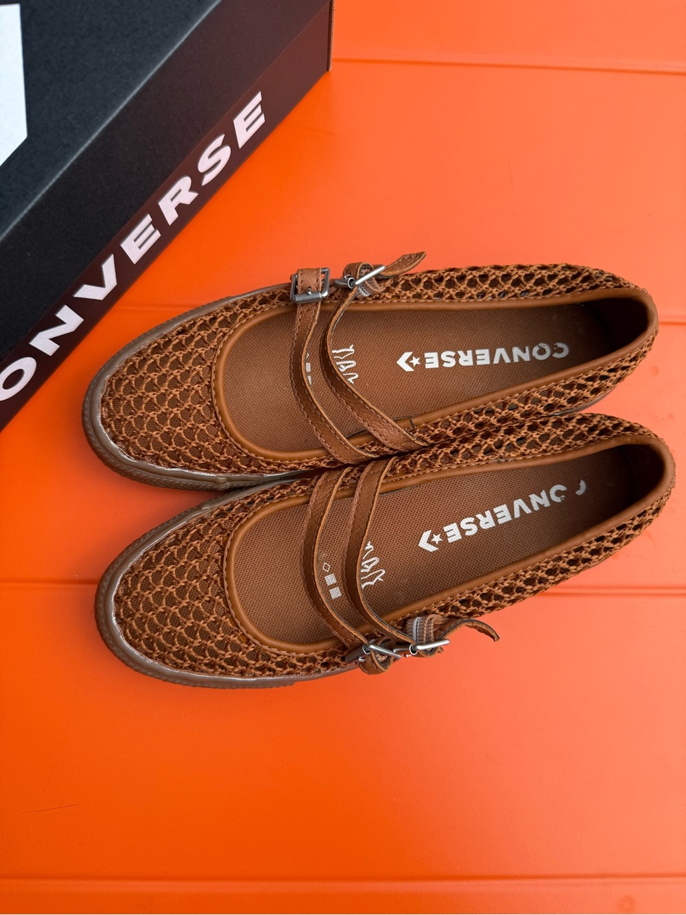 Converse Brown Crochet Mary Jane Shoes